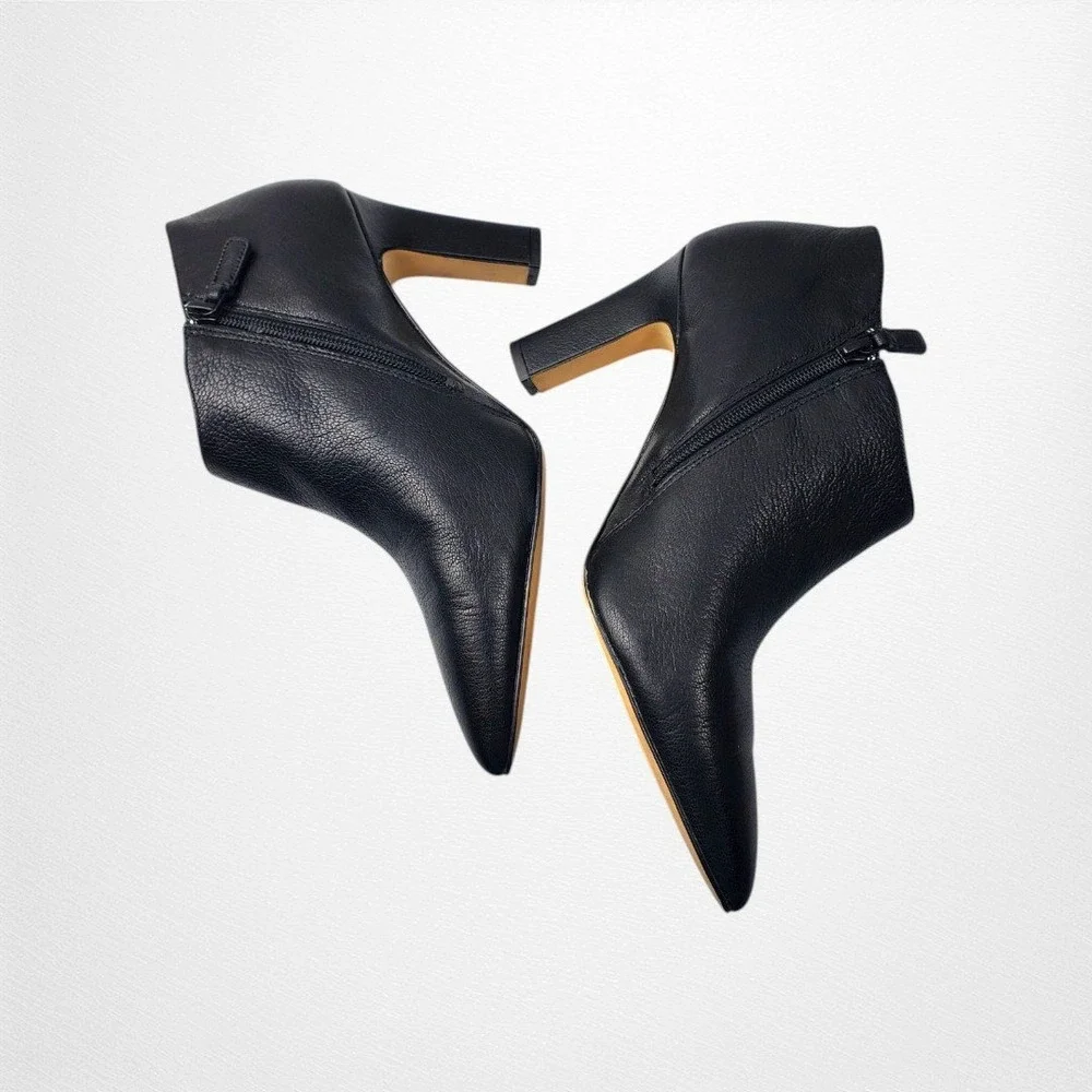 Cole Haan Vestry Womens Black Leather Pointed Toe Block‎ Heel Shooties 10B